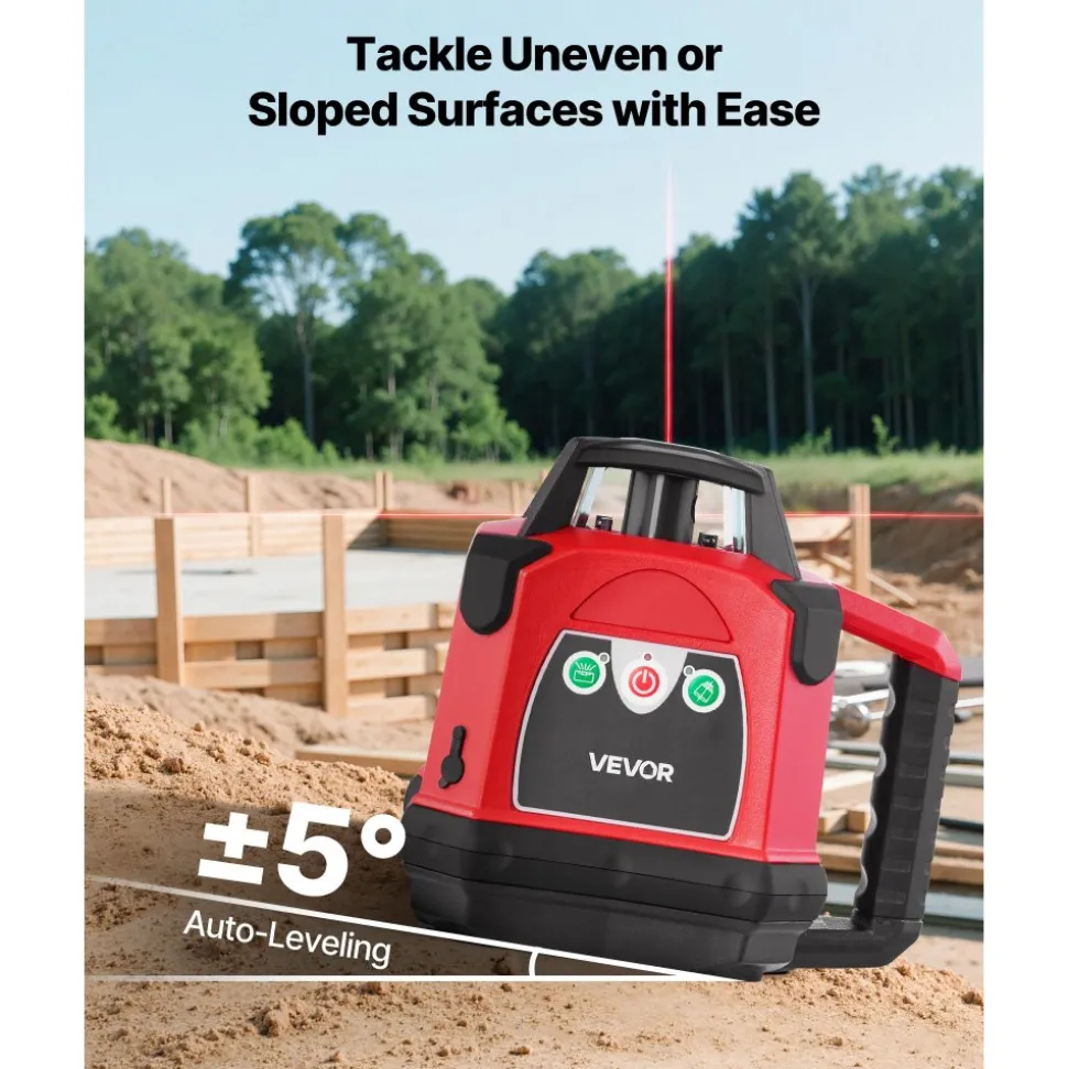 VEVOR Rotary Laser Level Kit, 1650ft 360-Degree Self Leveling Red Horizontal Laser Transit,with Heavy-duty Tripod, Receiver, Remote Control, Toolcase, IP54 Waterproof, 0.06 in/100 ft for Construction