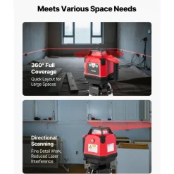 VEVOR Rotary Laser Level Kit, 1650ft 360-Degree Self Leveling Red Horizontal Laser Transit,with Heavy-duty Tripod, Receiver, Remote Control, Toolcase, IP54 Waterproof, 0.06 in/100 ft for Construction