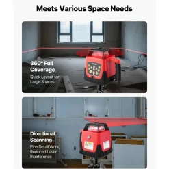 VEVOR Rotary Laser Level Kit, 1650ft 360-Degree Self Leveling Red Horizontal Laser Transit,with Tripod,Receiver,Remote Control, Scale,Toolcase, IP66 Waterproof, 0.80in/100ft Precision for Construction