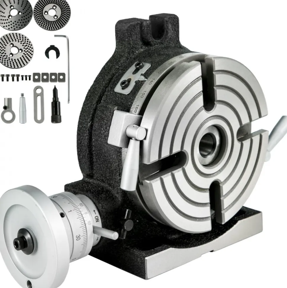 VEVOR Rotary Table 6inch(150mm) Horizontal Vertical Milling Table 2/5inch(10mm) 4-Slot Milling Rotary Table MT-2 Rotary Table for Milling with Indexing Plate Set for Precision Milling Drilling