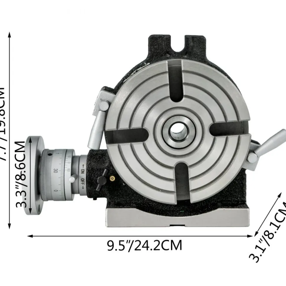 VEVOR Rotary Table 6inch(150mm) Horizontal Vertical Milling Table 2/5inch(10mm) 4-Slot Milling Rotary Table MT-2 Rotary Table for Milling with Indexing Plate Set for Precision Milling Drilling