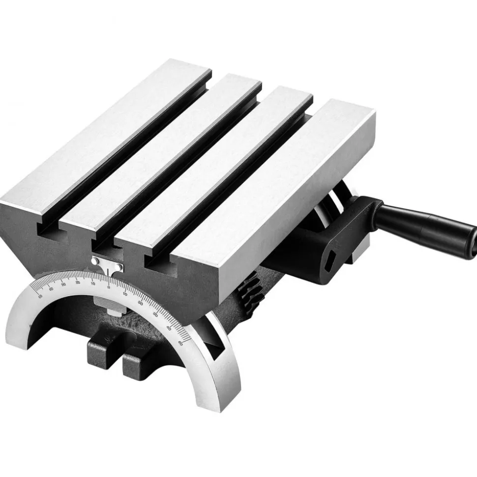 VEVOR Rotary Table 7 x 5 in Tilting Milling Table Heavy Duty Cast Iron Body, Robust & Durable, with 0-45 Degree Left & Right Adjustable, Worm Gear, Precision Scale, for Milling Machine, Drill Press