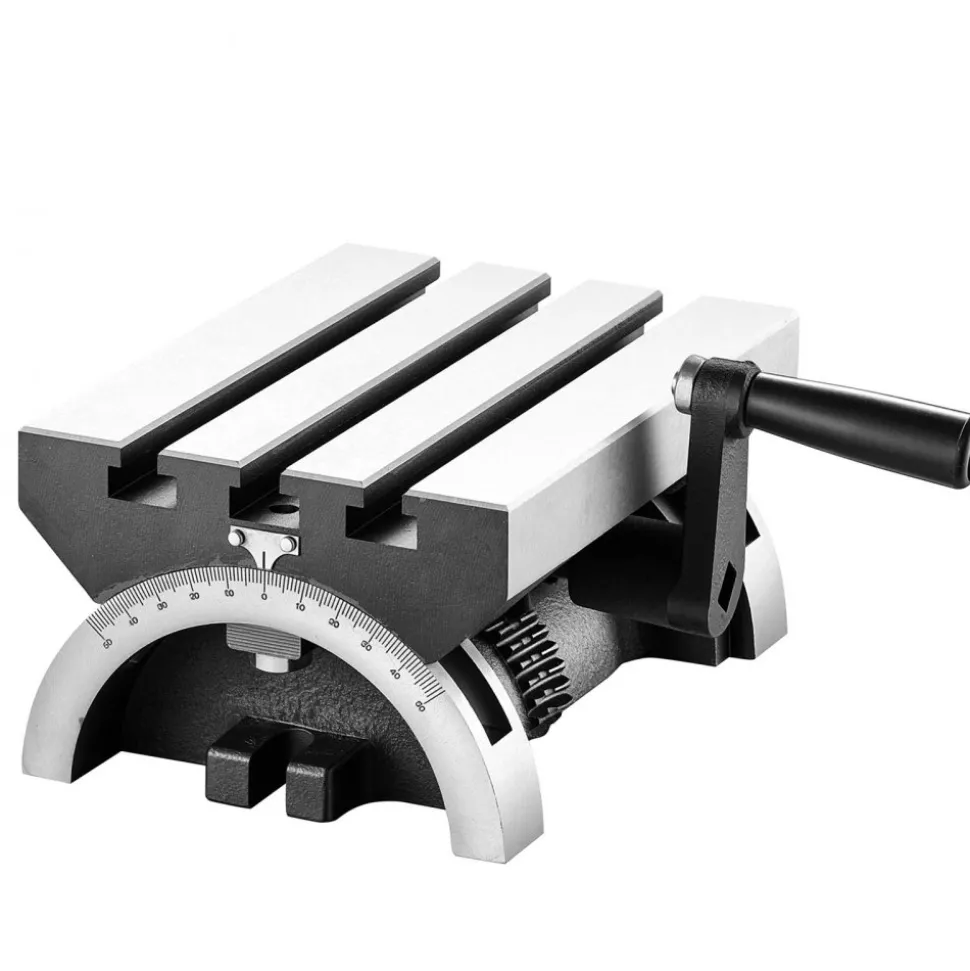 VEVOR Rotary Table 7 x 5 in Tilting Milling Table Heavy Duty Cast Iron Body, Robust & Durable, with 0-45 Degree Left & Right Adjustable, Worm Gear, Precision Scale, for Milling Machine, Drill Press