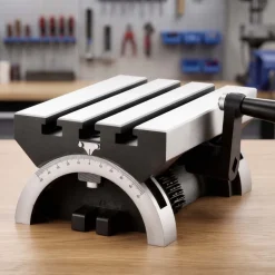 VEVOR Rotary Table 7 x 5 in Tilting Milling Table Heavy Duty Cast Iron Body, Robust & Durable, with 0-45 Degree Left & Right Adjustable, Worm Gear, Precision Scale, for Milling Machine, Drill Press