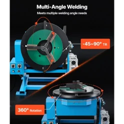 VEVOR Rotary Welding Positioner, 1102 lbs Load Capacity, -45° to 90° Tilt Angle Welding Positioner Turntable Table, 0.2-2 RPM Speed Control, Electric and Foot Pedal, for Cutting, Grinding, Assembly