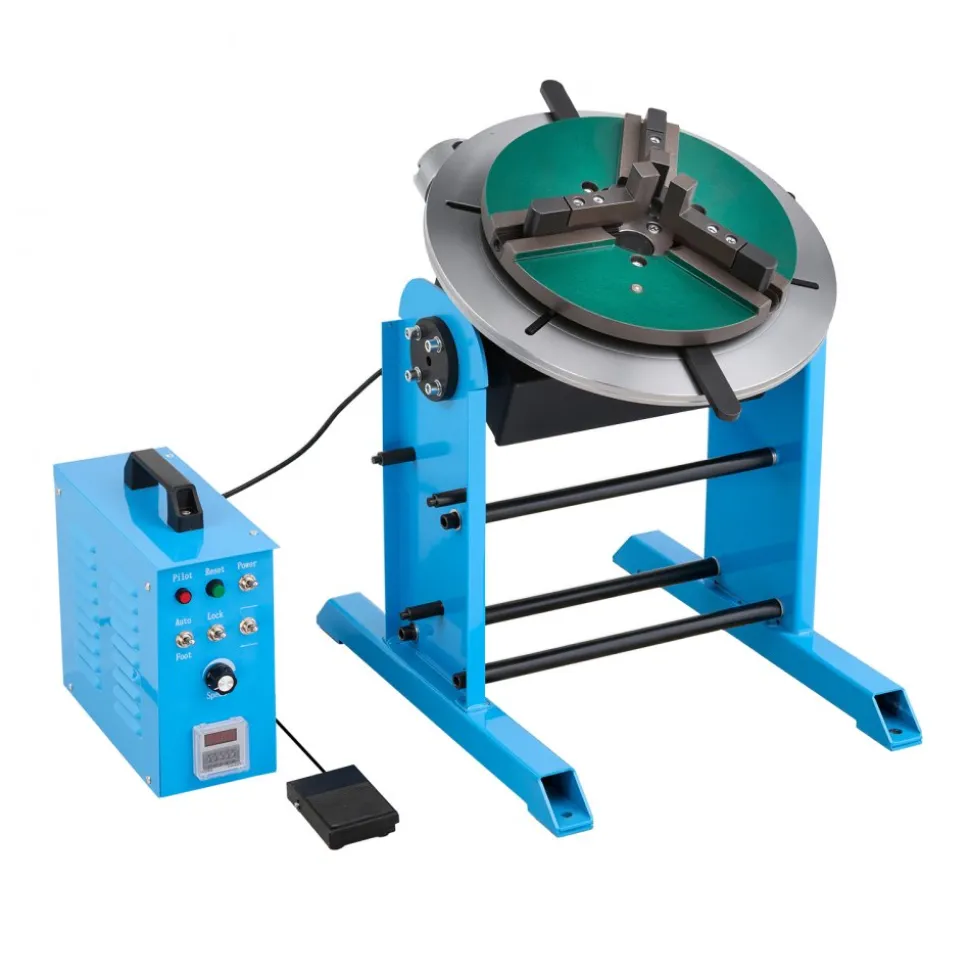 VEVOR Rotary Welding Positioner, 441 lbs Load Capacity, -45° to 90° Tilt Angle Welding Positioner Turntable Table, 0.5-5 RPM Speed Control, Electric and Foot Pedal, for Cutting, Grinding, Assembly