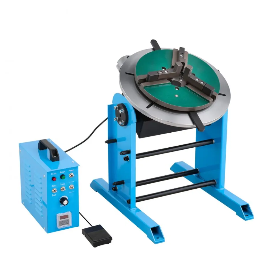 VEVOR Rotary Welding Positioner, 441 lbs Load Capacity, -45° to 90° Tilt Angle Welding Positioner Turntable Table, 0.5-5 RPM Speed Control, Electric and Foot Pedal, for Cutting, Grinding, Assembly