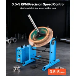 VEVOR Rotary Welding Positioner, 441 lbs Load Capacity, -45° to 90° Tilt Angle Welding Positioner Turntable Table, 0.5-5 RPM Speed Control, Electric and Foot Pedal, for Cutting, Grinding, Assembly