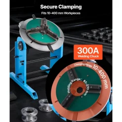 VEVOR Rotary Welding Positioner, 441 lbs Load Capacity, -45° to 90° Tilt Angle Welding Positioner Turntable Table, 0.5-5 RPM Speed Control, Electric and Foot Pedal, for Cutting, Grinding, Assembly