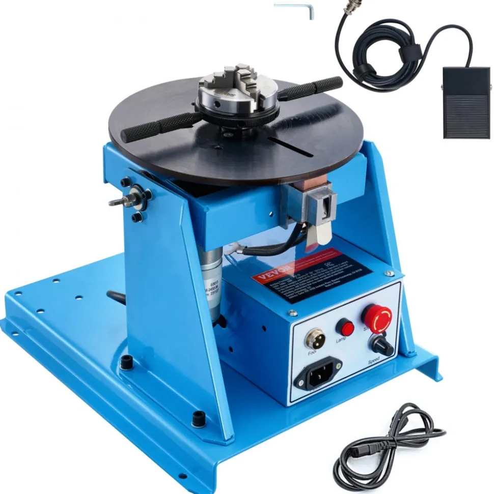 VEVOR Rotary Welding Positioner 10KG, 0-90° Welding Positioning Turntable Table with 8.1 Inch 3-Jaw Lathe Chuck, 1-12 RPM 20W Portable Welder Positioning Machine for Cutting Grinding Assembly Testing