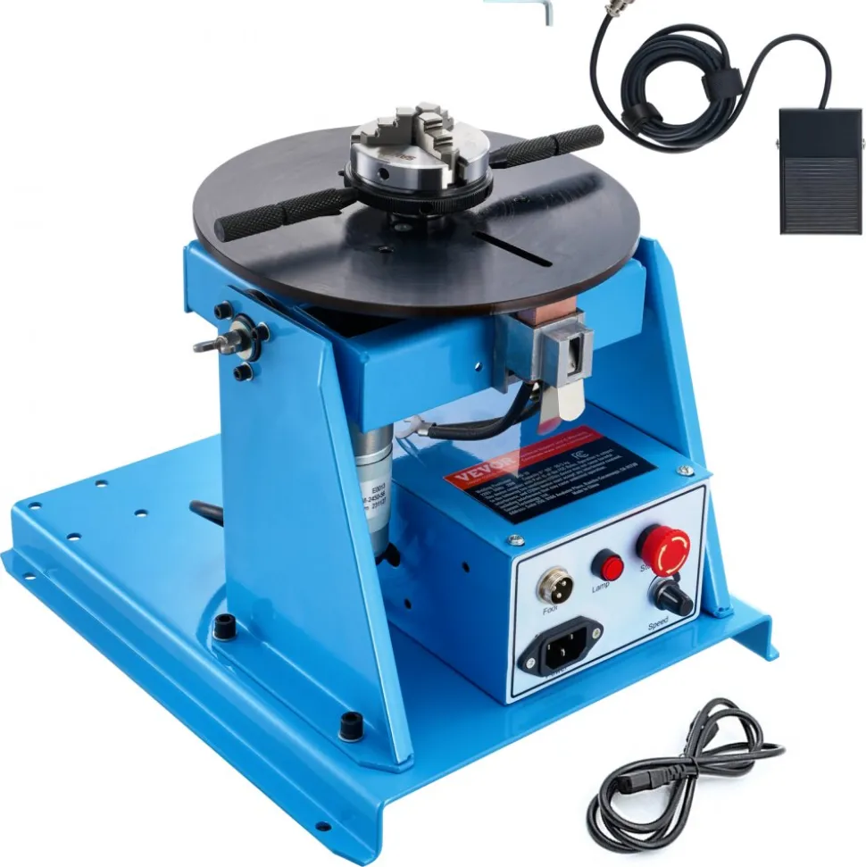 VEVOR Rotary Welding Positioner 10KG, 0-90° Welding Positioning Turntable Table with 8.1 Inch 3-Jaw Lathe Chuck, 1-12 RPM 20W Portable Welder Positioning Machine for Cutting Grinding Assembly Testing