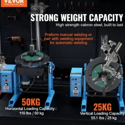VEVOR Rotary Welding Positioner 50KG, 0-90° Welding Positioning Turntable Table 0.5-6RPM 120W, with 12.4 Inch 3-Jaw Lathe Chuck & Welding Torch Stand Holder for Cutting, Grinding, Assembly, Testing