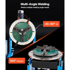 VEVOR Rotary Welding Positioner, 661 lbs Load Capacity, -45° to 90° Tilt Angle Welding Positioner Turntable Table, 0.2-2.5 RPM Speed Control, Electric and Foot Pedal, for Cutting, Grinding, Assembly