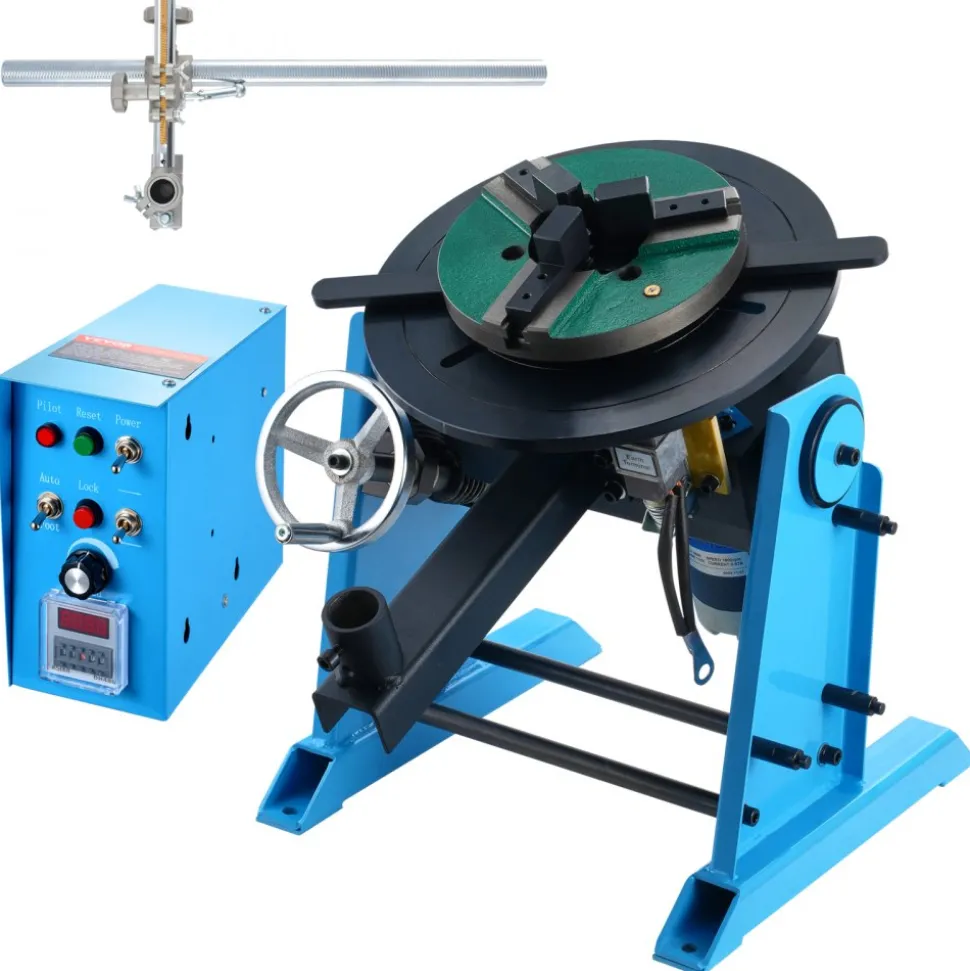 VEVOR Rotary Welding Positioner 66LBS / 30KG, 0-90° Welding Positioning Turntable Table 1-12RPM 80W, with 12.4 Inch 3-Jaw Lathe Chuck & Welding Torch Stand Holder for Cutting, Grinding, Assembly