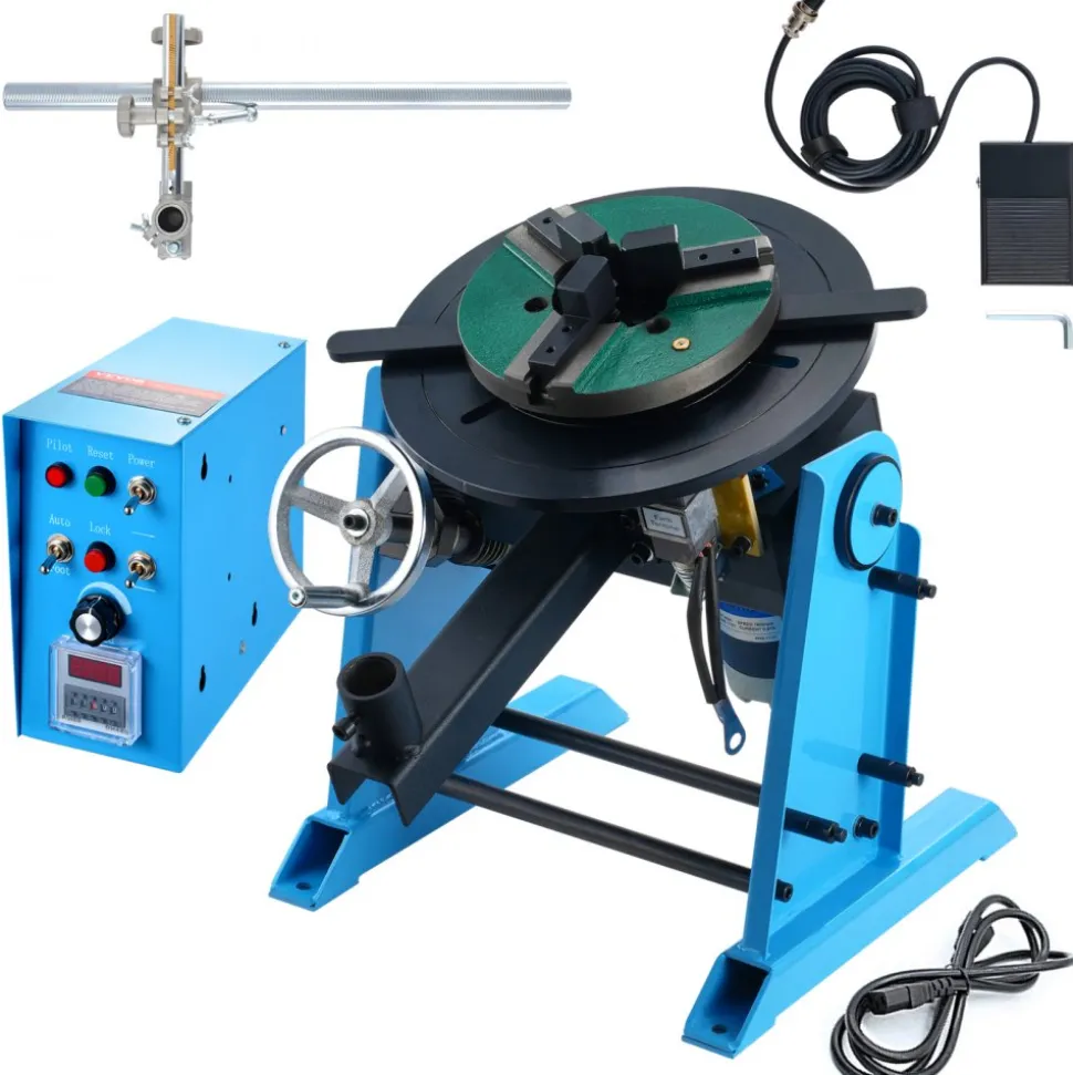 VEVOR Rotary Welding Positioner 66LBS / 30KG, 0-90° Welding Positioning Turntable Table 1-12RPM 80W, with 12.4 Inch 3-Jaw Lathe Chuck & Welding Torch Stand Holder for Cutting, Grinding, Assembly