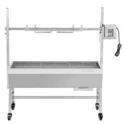 VEVOR Rotisserie Grill, 38W BBQ Outdoor Pig & Lamb Spit Roaster, Charcoal Spit Roaster with 132 LBS Capacity, Wheels & 7-Level Height, Stainless Steel Electric Rotisserie Grill Kit for Camping Outdoor