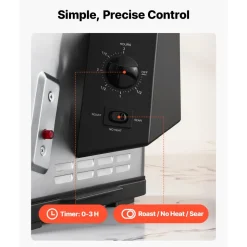 VEVOR Rotisserie Oven Large Capacity 12L Shawarma Grill Machine 1250W, for Chicken, Beef Ribs, Lamb Leg, Grilled Vegetables, Countertop Grill Roaster with Heat-Resistant Door and Timer Control