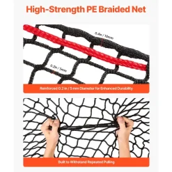 VEVOR Round Bale Hay Net, 4.92 x 4.92 x 4.92 ft, 1.65 inch Holes, PE Material, Knotless Design, with Self-Locking Zip Ties, Needle Shuttle, and Repair Twine, Slow Feeder Round Bale Net for Horses