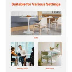 VEVOR Round Dining Table, 31.5 in Wood Table for 2-4 Person, Modern Circle Furniture, Leisure Coffee Office Tables with Pedestal Base in Tulip Design, for Home Kitchen Living Room, White(Only Table)