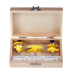 VEVOR Router Bits Set, 3 Pieces, Carbide Router Bit Kit with 1/4 Inch Shank, Wood Carrying Case, Woodworking Tools for Professional and Beginners Carpenter, for Wood MDF Particle Board Plywood