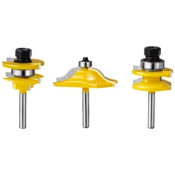 VEVOR Router Bits Set, 3 Pieces, Carbide Router Bit Kit with 1/4 Inch Shank, Wood Carrying Case, Woodworking Tools for Professional and Beginners Carpenter, for Wood MDF Particle Board Plywood