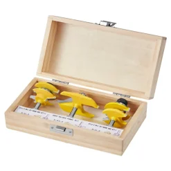 VEVOR Router Bits Set, 3 Pieces, Carbide Router Bit Kit with 1/4 Inch Shank, Wood Carrying Case, Woodworking Tools for Professional and Beginners Carpenter, for Wood MDF Particle Board Plywood