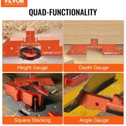 VEVOR Router Table Adjustment Bars, 14-piece Set, Durable Aluminum Construction Blocks for Measuring Depths, Heights, and Angles, Includes Engraved Measurements and Carrying Case, Ideal for Router