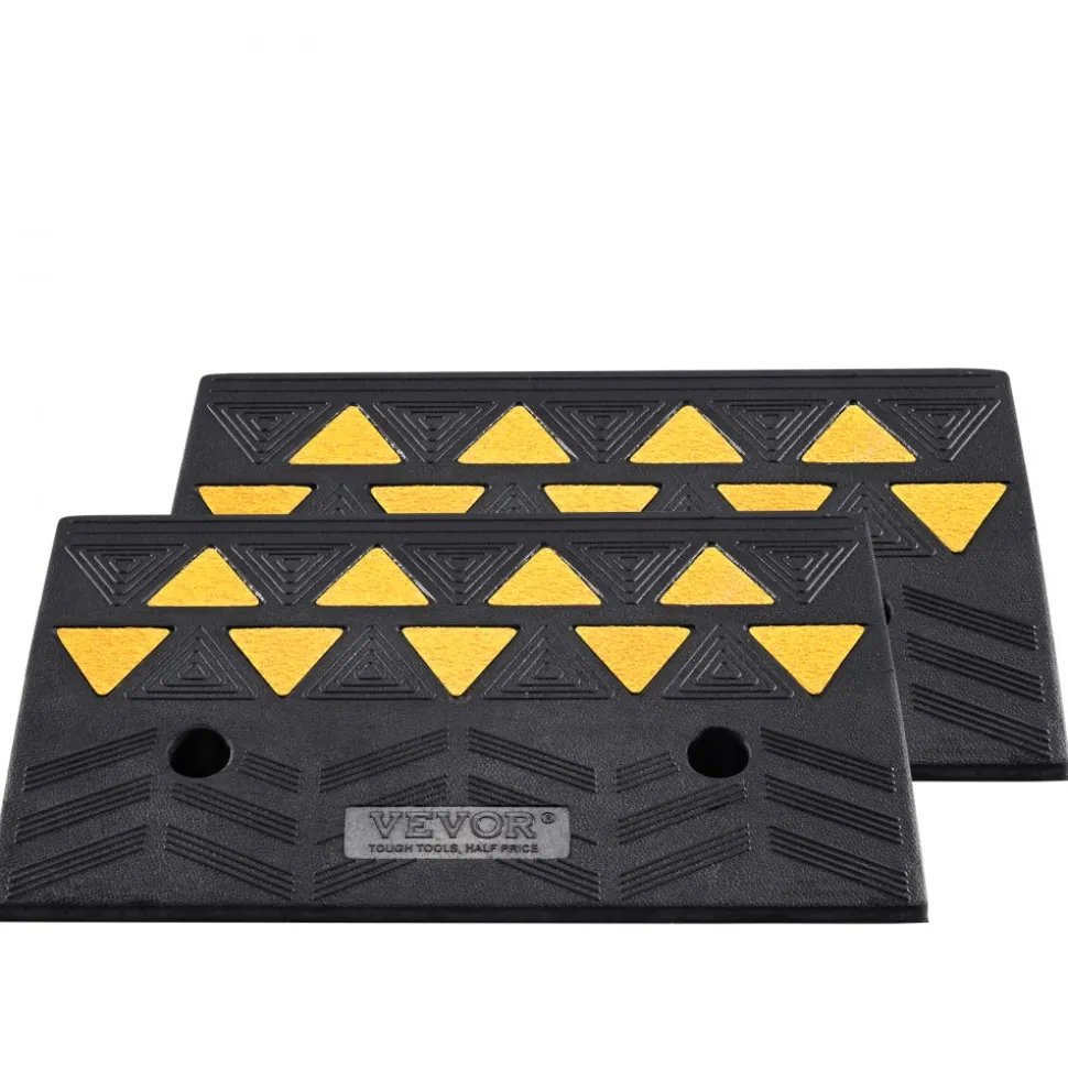 VEVOR Rubber Curb Ramp 2 Pack, 5" Rise Height Heavy-Duty 33069 lbs/15 T Capacity Threshold Ramps, Driveway Ramps with Stable Grid Structure for Cars, Wheelchairs, Bikes, Motorcycles