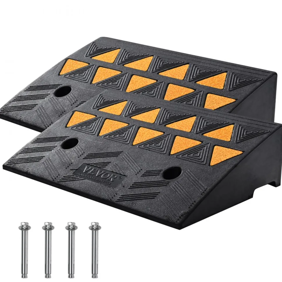 VEVOR Rubber Curb Ramp 2 Pack, 5" Rise Height Heavy-Duty 33069 lbs/15 T Capacity Threshold Ramps, Driveway Ramps with Stable Grid Structure for Cars, Wheelchairs, Bikes, Motorcycles