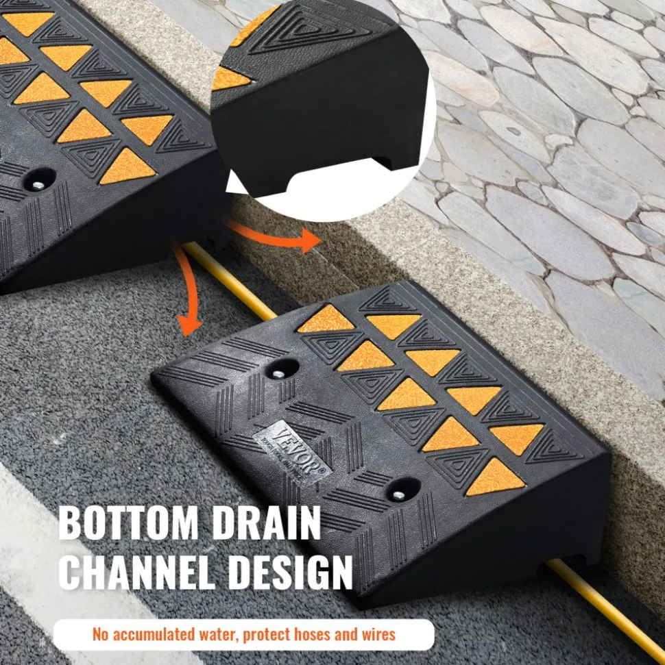 VEVOR Rubber Curb Ramp 2 Pack, 5" Rise Height Heavy-Duty 33069 lbs/15 T Capacity Threshold Ramps, Driveway Ramps with Stable Grid Structure for Cars, Wheelchairs, Bikes, Motorcycles