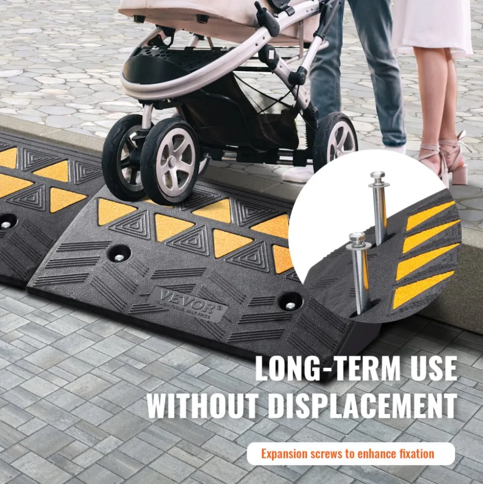 VEVOR Rubber Curb Ramp 2 Pack, 5" Rise Height Heavy-Duty 33069 lbs/15 T Capacity Threshold Ramps, Driveway Ramps with Stable Grid Structure for Cars, Wheelchairs, Bikes, Motorcycles