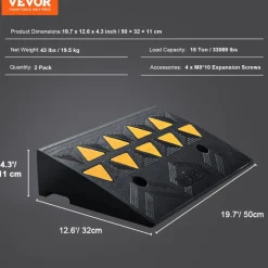 VEVOR Rubber Curb Ramp 2 Pack, 4.3