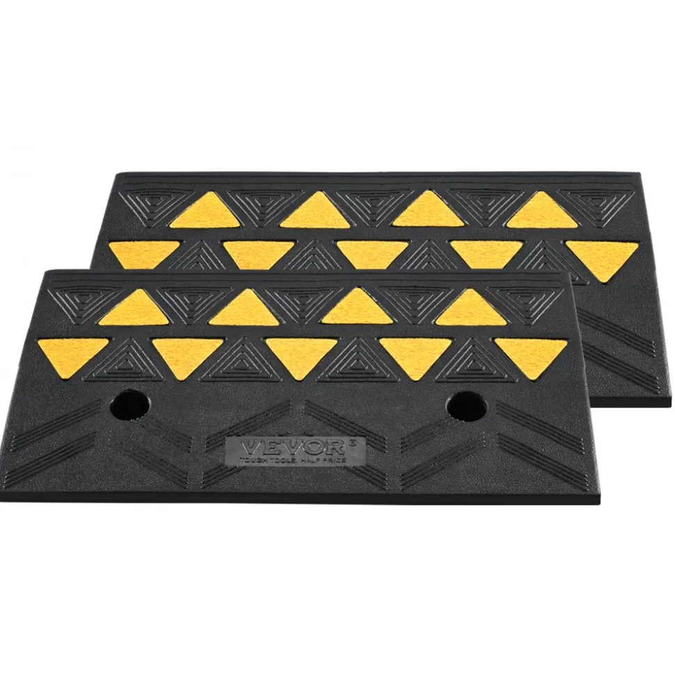 VEVOR Rubber Curb Ramp 2 Pack, 4.3" Rise Height Heavy-Duty 33069 lbs/15 T Capacity Threshold Ramps, Driveway Ramps with Stable Grid Structure for Cars, Wheelchairs, Bikes, Motorcycles