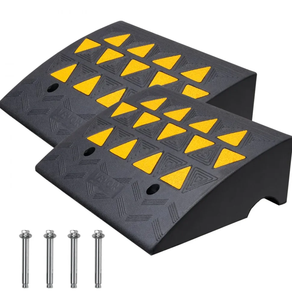 VEVOR Rubber Curb Ramp 2 Pack, 6" Rise Height Heavy-Duty 33069 lbs/15 T Capacity Threshold Ramps, Driveway Ramps with Stable Grid Structure for Cars, Wheelchairs, Bikes, Motorcycles