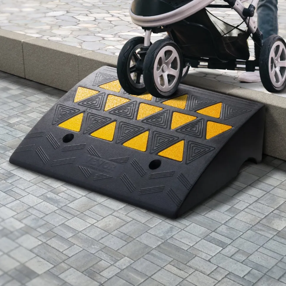 VEVOR Rubber Curb Ramp 2 Pack, 6" Rise Height Heavy-Duty 33069 lbs/15 T Capacity Threshold Ramps, Driveway Ramps with Stable Grid Structure for Cars, Wheelchairs, Bikes, Motorcycles