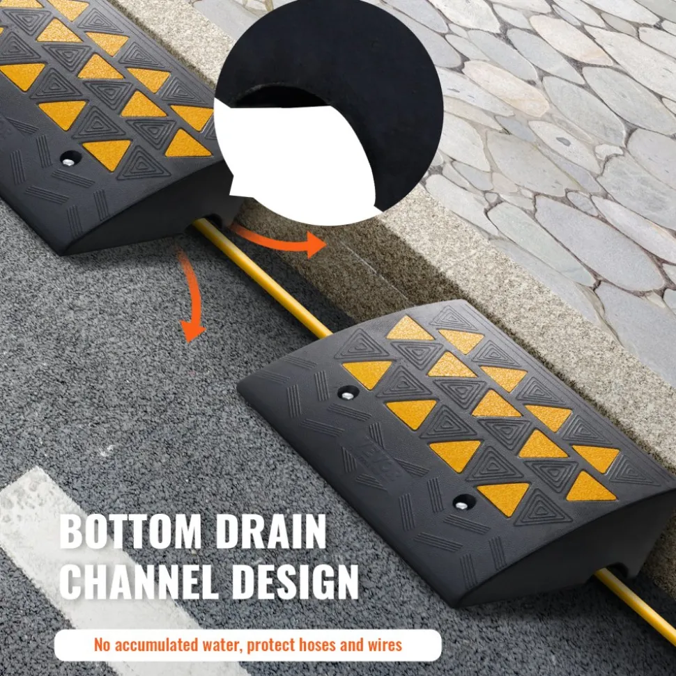 VEVOR Rubber Curb Ramp 2 Pack, 6" Rise Height Heavy-Duty 33069 lbs/15 T Capacity Threshold Ramps, Driveway Ramps with Stable Grid Structure for Cars, Wheelchairs, Bikes, Motorcycles