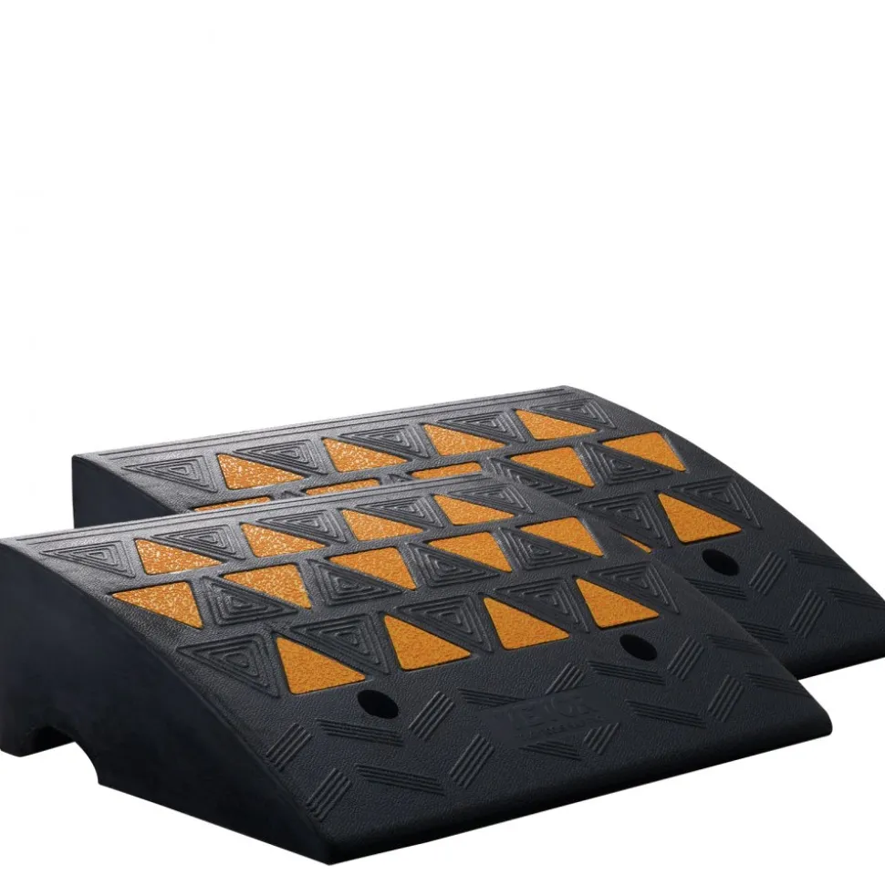VEVOR Rubber Curb Ramp 2 Pack, 6" Rise Height Heavy-Duty 33069 lbs/15 T Capacity Threshold Ramps, Driveway Ramps with Stable Grid Structure for Cars, Wheelchairs, Bikes, Motorcycles