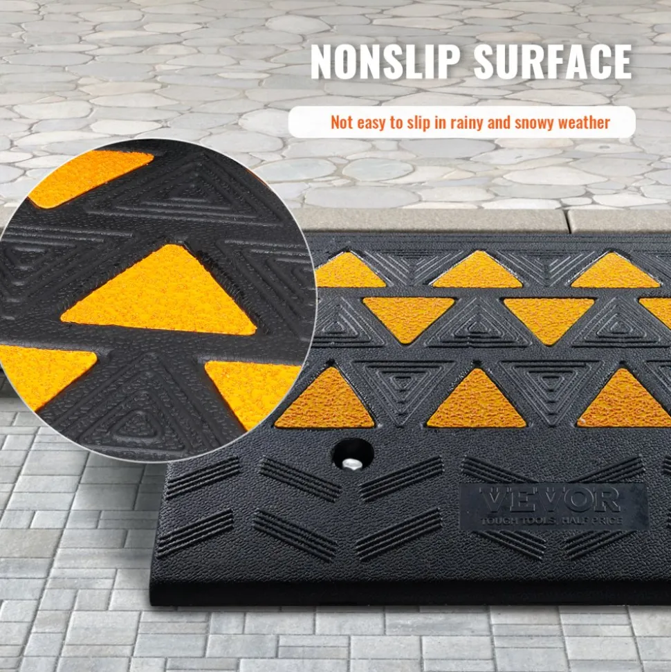 VEVOR Rubber Curb Ramp 2 Pack, 6" Rise Height Heavy-Duty 33069 lbs/15 T Capacity Threshold Ramps, Driveway Ramps with Stable Grid Structure for Cars, Wheelchairs, Bikes, Motorcycles
