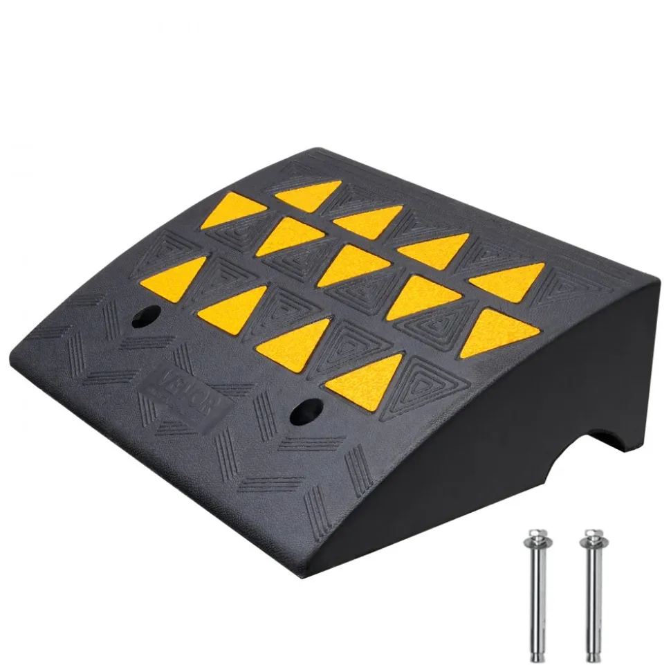 VEVOR Rubber Curb Ramp 6" Rise Height Sidewalk Curb Ramp, 14.6" Width 19.3" Length Driveway Ramp for Curb, 15T Heavy Duty Rubber Ramp for Forklifts, Trucks, Buses, Cars, Wheelchairs, Bikes