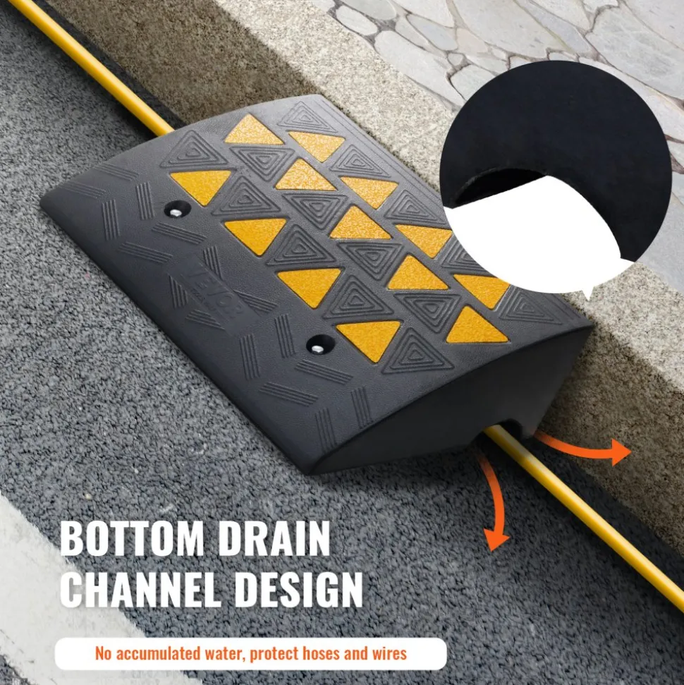 VEVOR Rubber Curb Ramp 6" Rise Height Sidewalk Curb Ramp, 14.6" Width 19.3" Length Driveway Ramp for Curb, 15T Heavy Duty Rubber Ramp for Forklifts, Trucks, Buses, Cars, Wheelchairs, Bikes