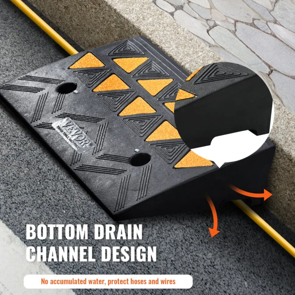 VEVOR Rubber Curb Ramp 4.25" Rise Height Sidewalk Curb Ramp, 11.8" Width 19.7" Length Driveway Ramp for Curb, 15T Heavy Duty Rubber Ramp for Forklifts, Trucks, Buses, Cars, Wheelchairs, Bikes