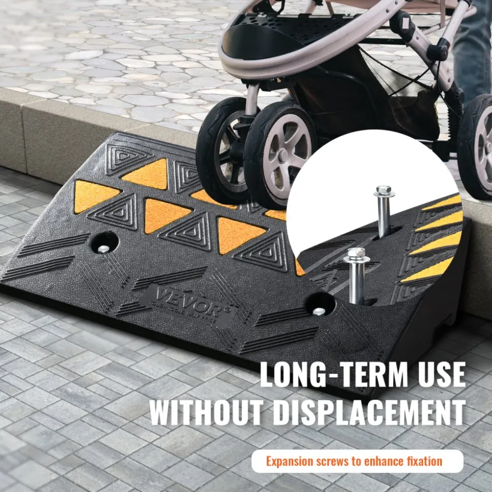 VEVOR Rubber Curb Ramp 4.25" Rise Height Sidewalk Curb Ramp, 11.8" Width 19.7" Length Driveway Ramp for Curb, 15T Heavy Duty Rubber Ramp for Forklifts, Trucks, Buses, Cars, Wheelchairs, Bikes
