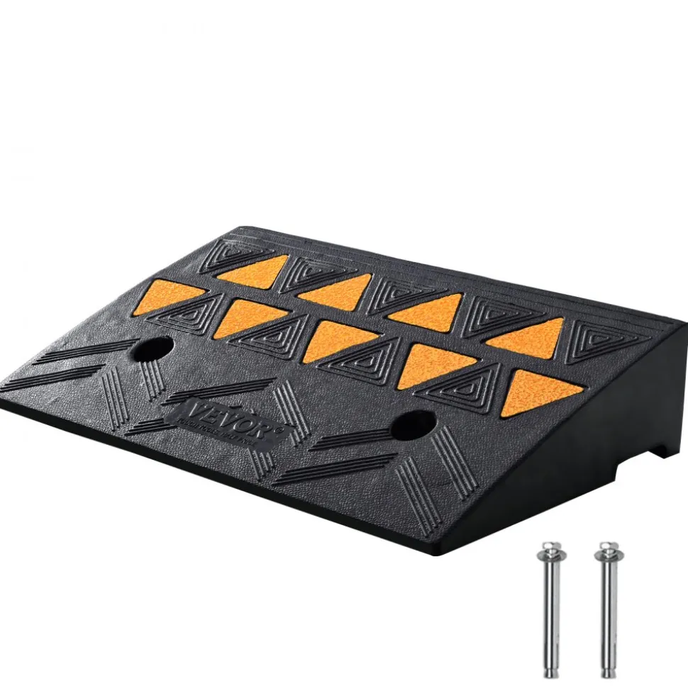 VEVOR Rubber Curb Ramp 4.25" Rise Height Sidewalk Curb Ramp, 11.8" Width 19.7" Length Driveway Ramp for Curb, 15T Heavy Duty Rubber Ramp for Forklifts, Trucks, Buses, Cars, Wheelchairs, Bikes