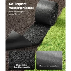 VEVOR Rubber Mulch Mat Roll, 140 x 4.5 in, Recycled Rubber Permanent Mulch Edging Border, Natural-Looking Flower Barrier with Stakes, 0.5 in Thick Cuttable Garden Edgings for Landscaping