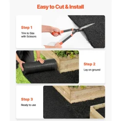 VEVOR Rubber Mulch Mat Roll, 96 x 24 in Recycled Rubber Mulch Mat, 0.5 Thick Cuttable, Reduced Weed Growth, Natural-Looking Weed Barrier Mat, Permanent Walkway Pathway for Landscaping