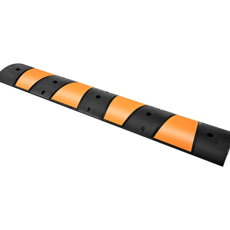 VEVOR Rubber Speed Control Hump, Dual Channel, 2 Units, 72.8" Length, Supports Up to 22000 LBS, Dimensions 72.8 x 12.2 x 2.2, Suitable for Asphalt, Concrete, and Gravel Surfaces - 6 Feet