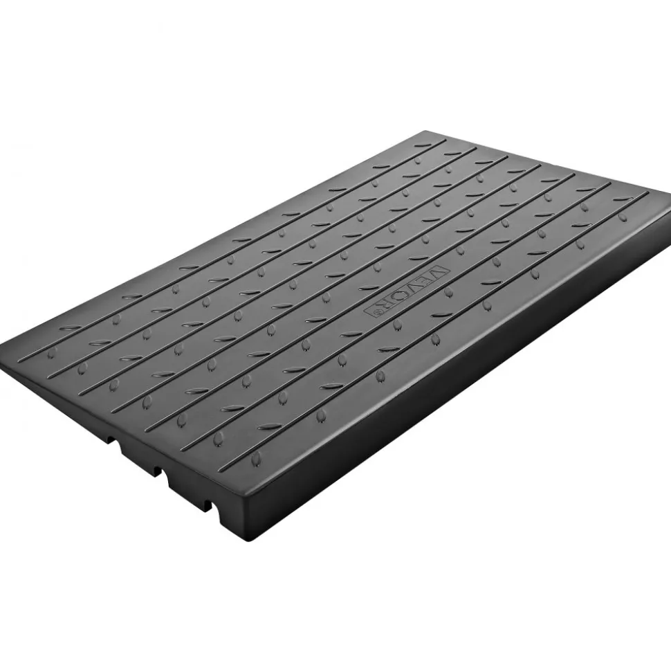 VEVOR Rubber Threshold Ramp, 4" Rise Threshold Ramp Doorway, 3 Channels Cord Cover Rubber Solid Threshold Ramp, Rubber Angled Entry Rated 2200 Lbs Load Capacity for Wheelchair and Scooter