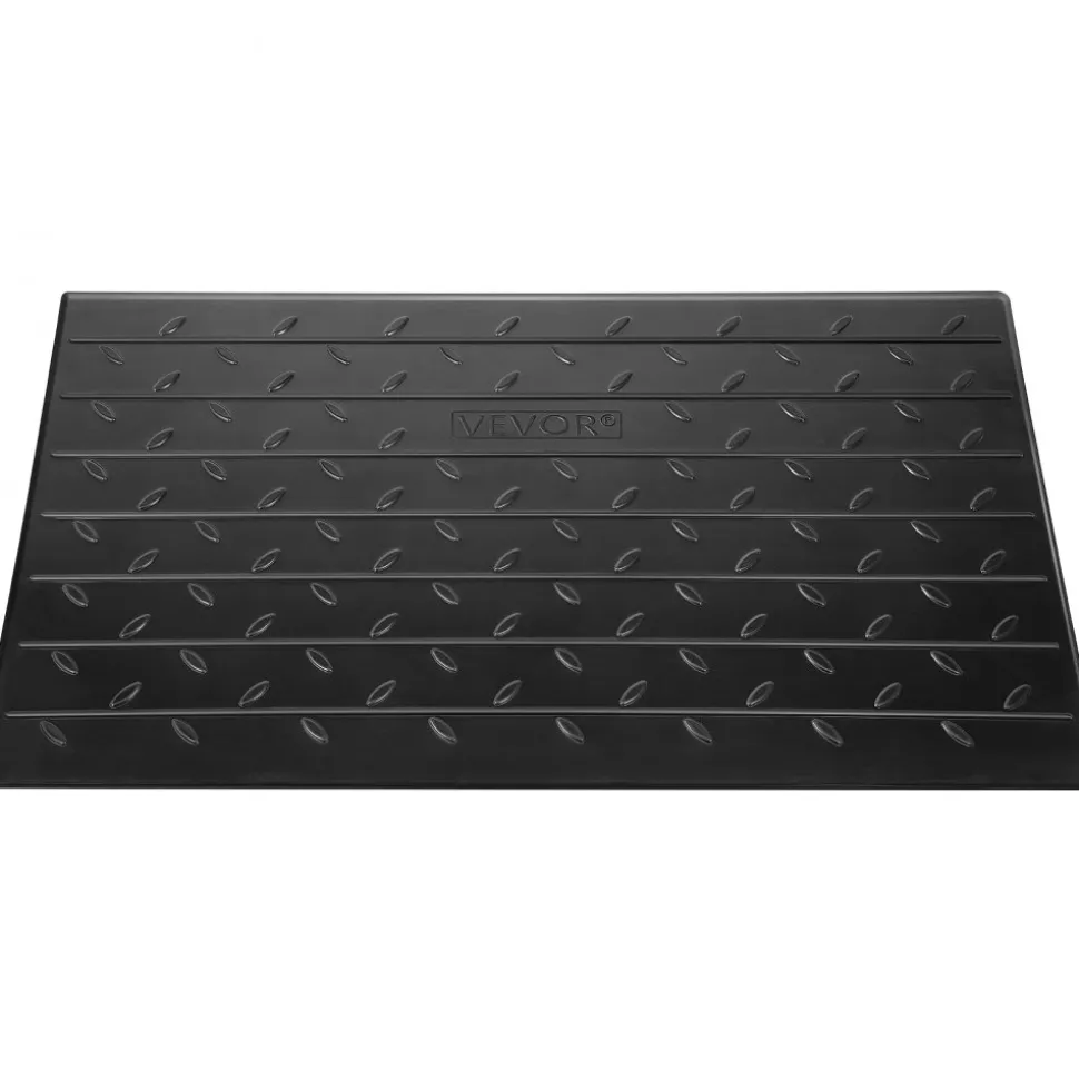 VEVOR Rubber Threshold Ramp, 4" Rise Threshold Ramp Doorway, 3 Channels Cord Cover Rubber Solid Threshold Ramp, Rubber Angled Entry Rated 2200 Lbs Load Capacity for Wheelchair and Scooter