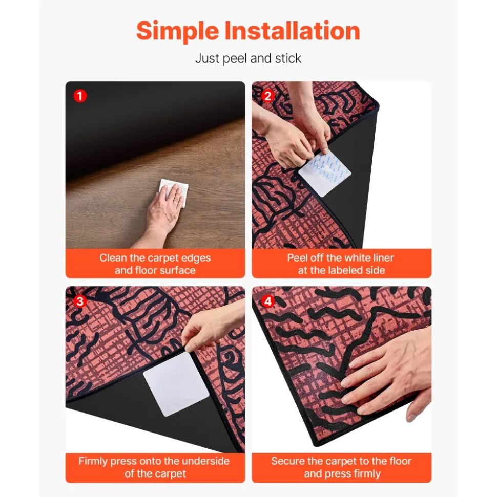 VEVOR Rug Gripper, 20 PCS, Strong Adhesive and Residue-Free, Double Sided Non-Slip Carpet Stickers for Area Rugs, Keep Corners from Curling and Bunching, for Holding Rugs in Place on Hardwood Floors