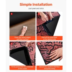 VEVOR Rug Gripper, 12 PCS, Strong Adhesive and Residue-Free, Double Sided Non-Slip Carpet Stickers for Area Rugs, Keep Corners from Curling and Bunching, for Holding Rugs in Place on Hardwood Floors
